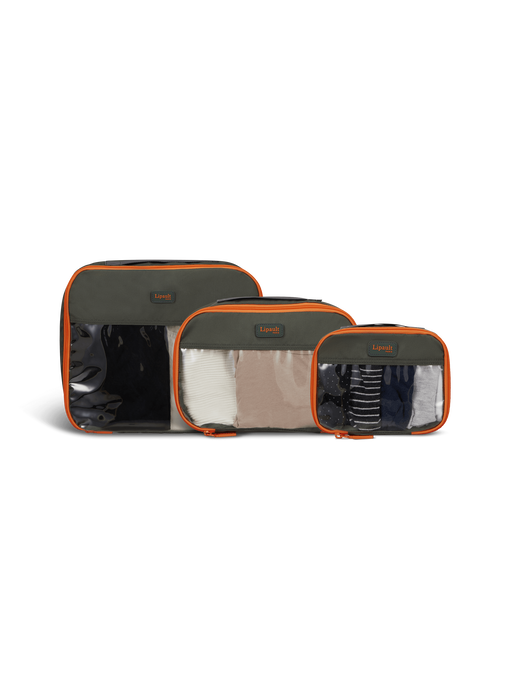 Lipault Lipault Travel Accessories Set Of 3 Extra Pack Cubes  Khaki